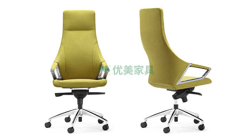绒布办公椅-GS-G1900黄绿色款高背