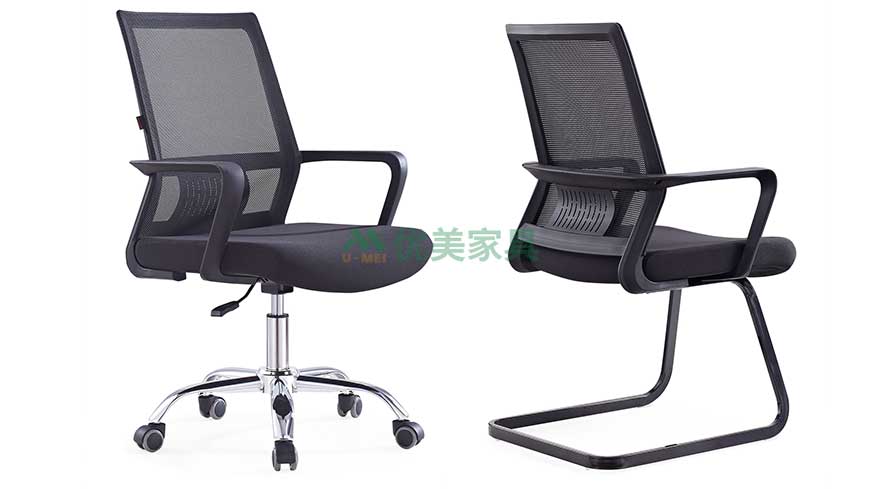 网布办公椅-K2-604 黑色 弓形椅