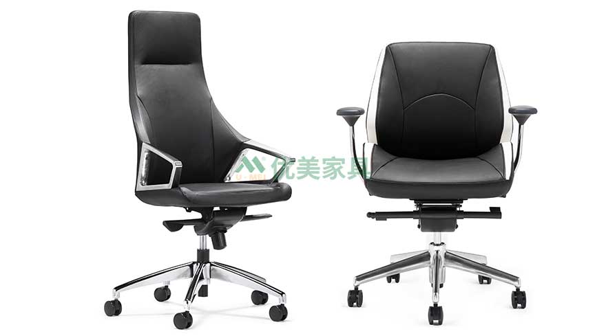 真皮办公椅-GS-G1900黑色款高背/中背