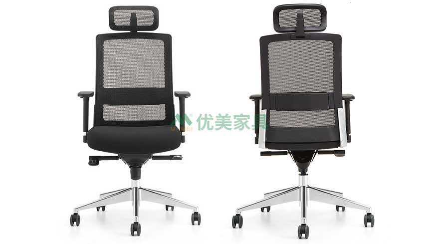 网布办公椅-X1-01高背款+铝合金五星脚
