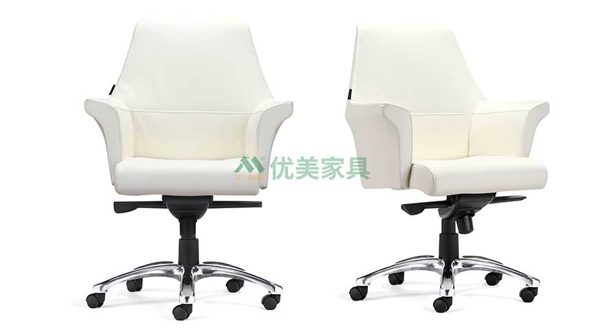 真皮办公椅-GS-G1300白色中背款